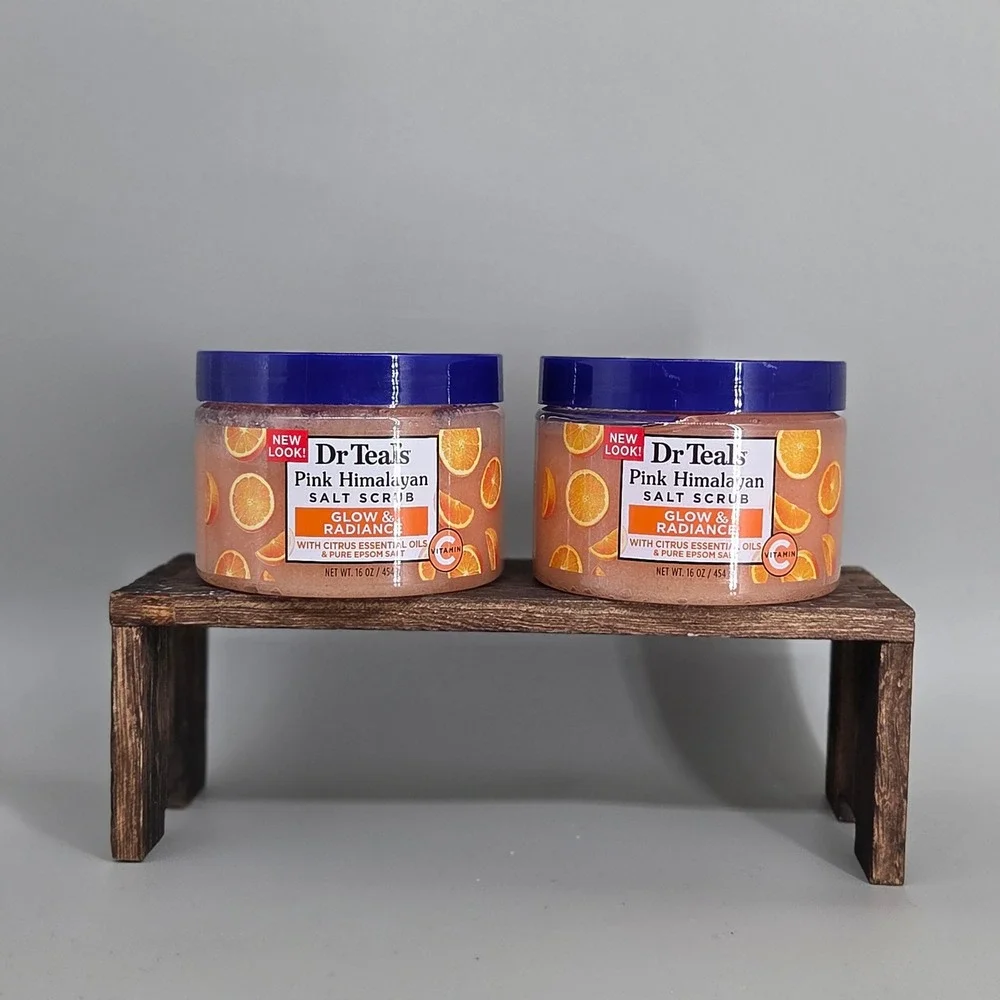 Dr Teals Pink Himalayan Salt Scrub 16oz 2pk Citrus Vitamin C Glow Radiance